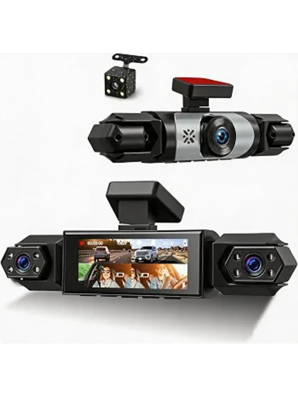 360° 4-Channel Dash Cam 1080P FHD Front Rear Camera Night Vision IPS Screen